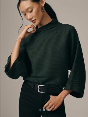 Anthropologie Mock Neck Wide Sleeve Sweater